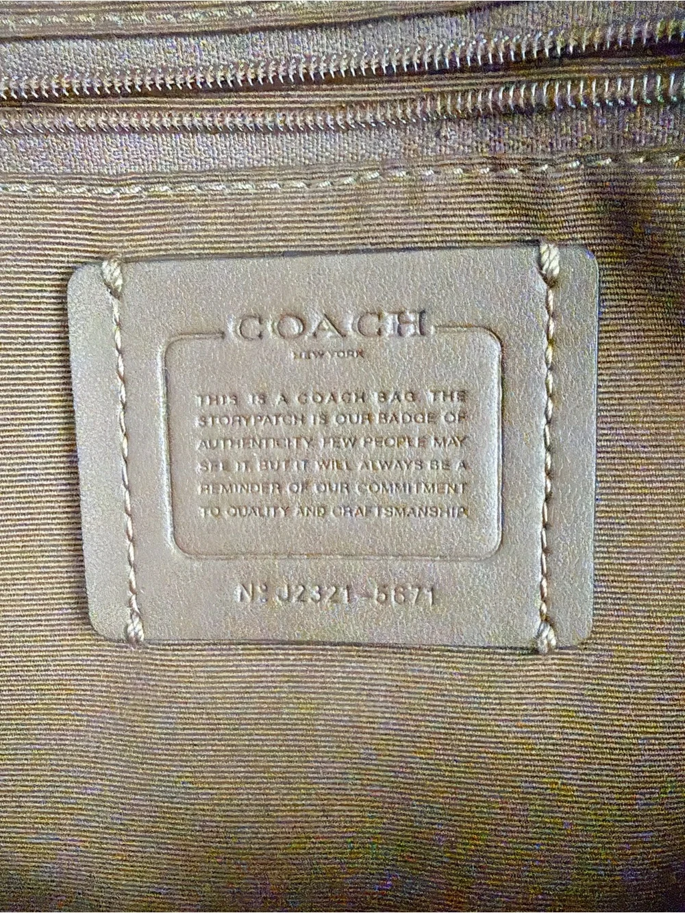 Coach Court 5671 Khaki Saddle Leather Canvas Signature Backpack